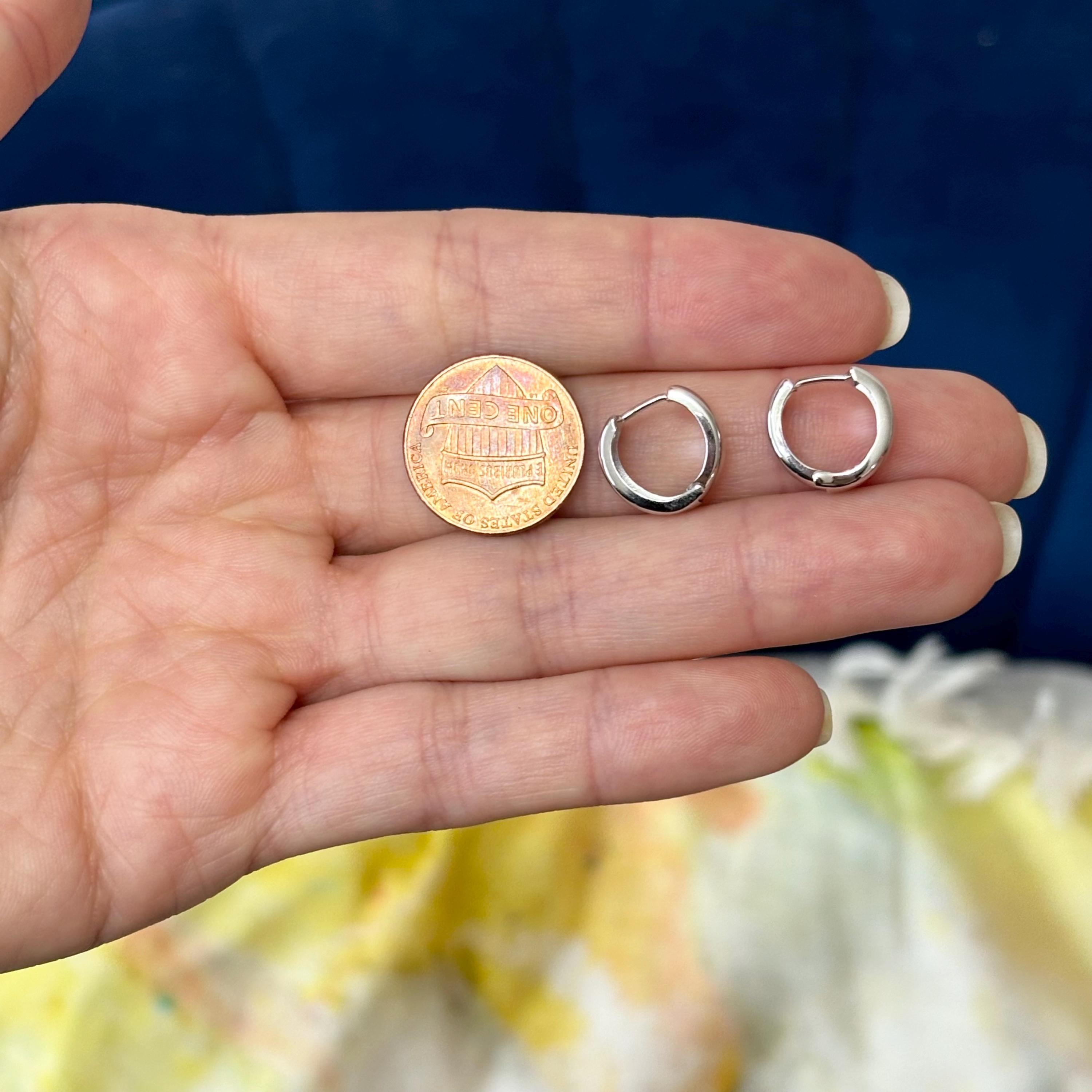 14k White Gold Hinged Hoop Earrings