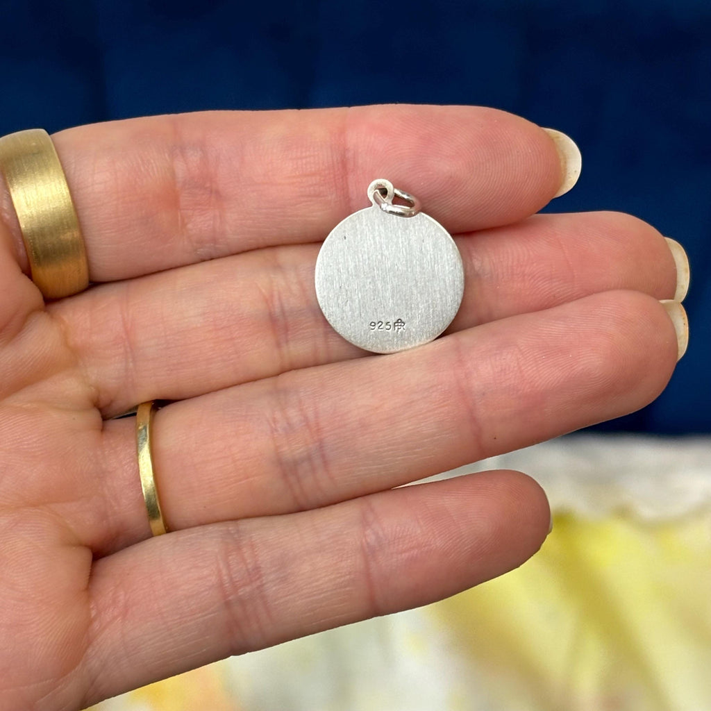 Sterling Silver St Anne Round Medal Pendant 18mm