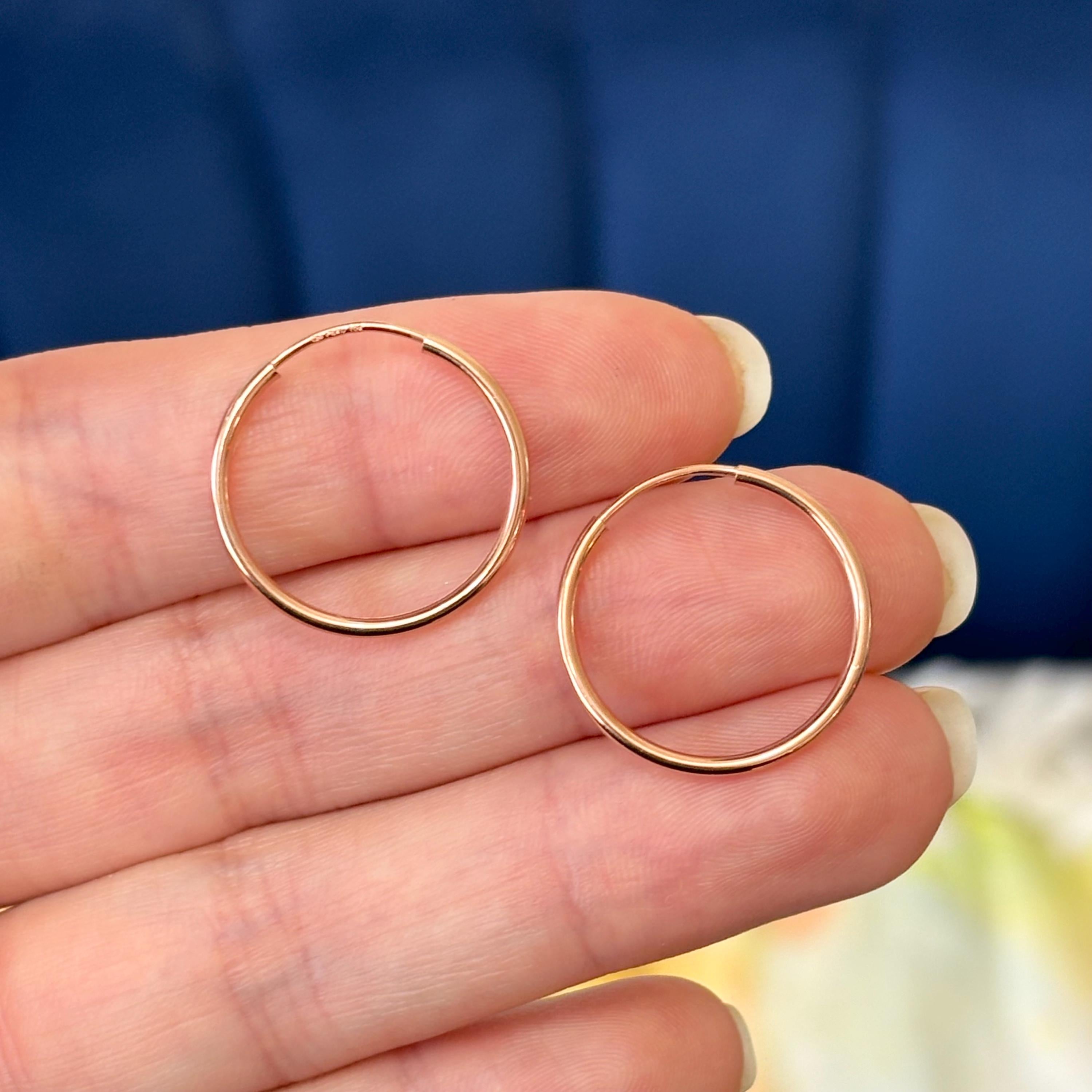 10k Rose Gold Polished Endless Tube Hoop Earrings