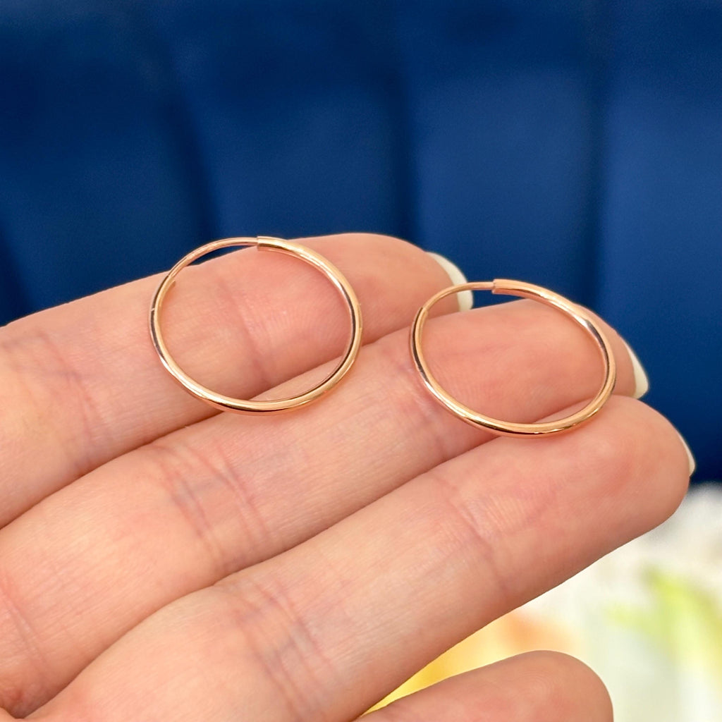 10k Rose Gold Polished Endless Tube Hoop Earrings