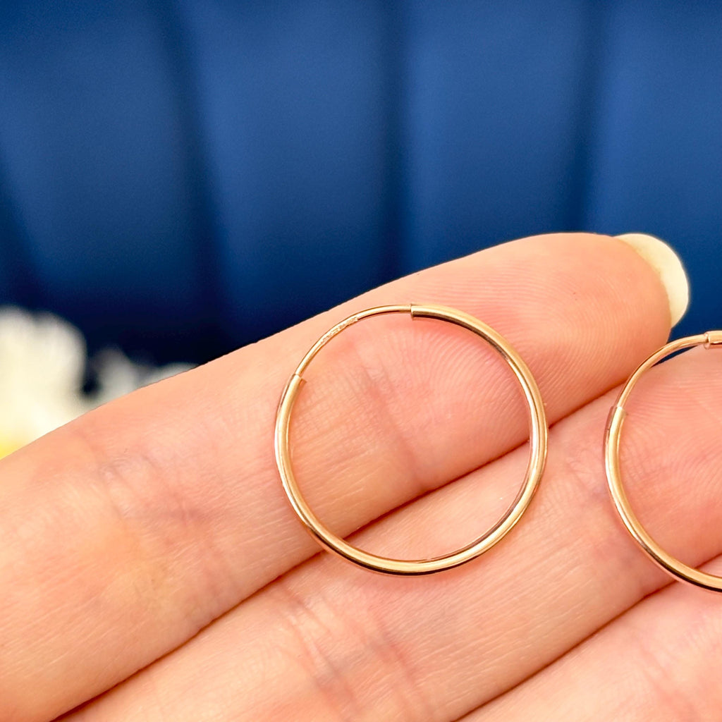 10k Rose Gold Polished Endless Tube Hoop Earrings