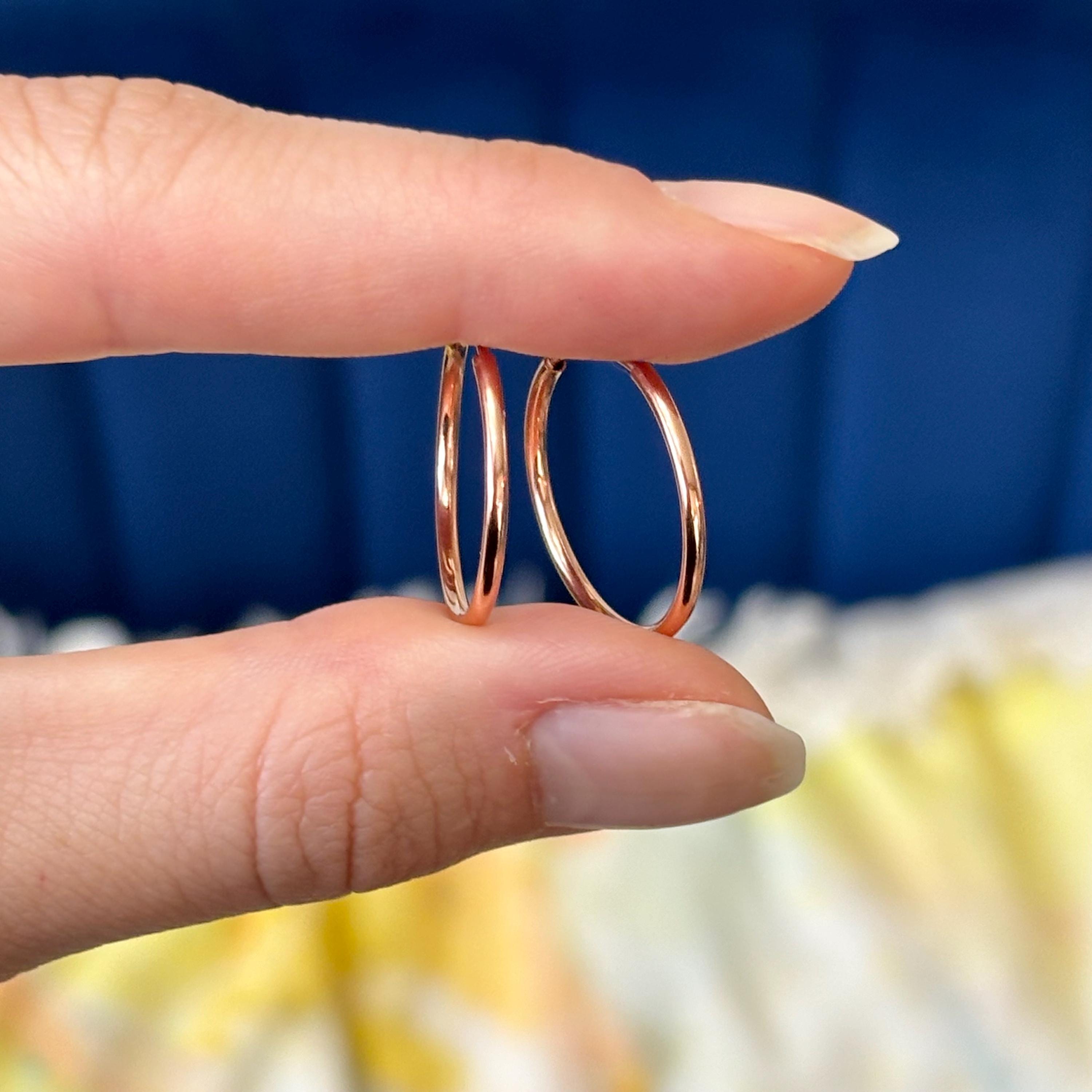 10k Rose Gold Polished Endless Tube Hoop Earrings