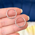 10k White Gold Diamond-cut Endless Hoop Earrings
