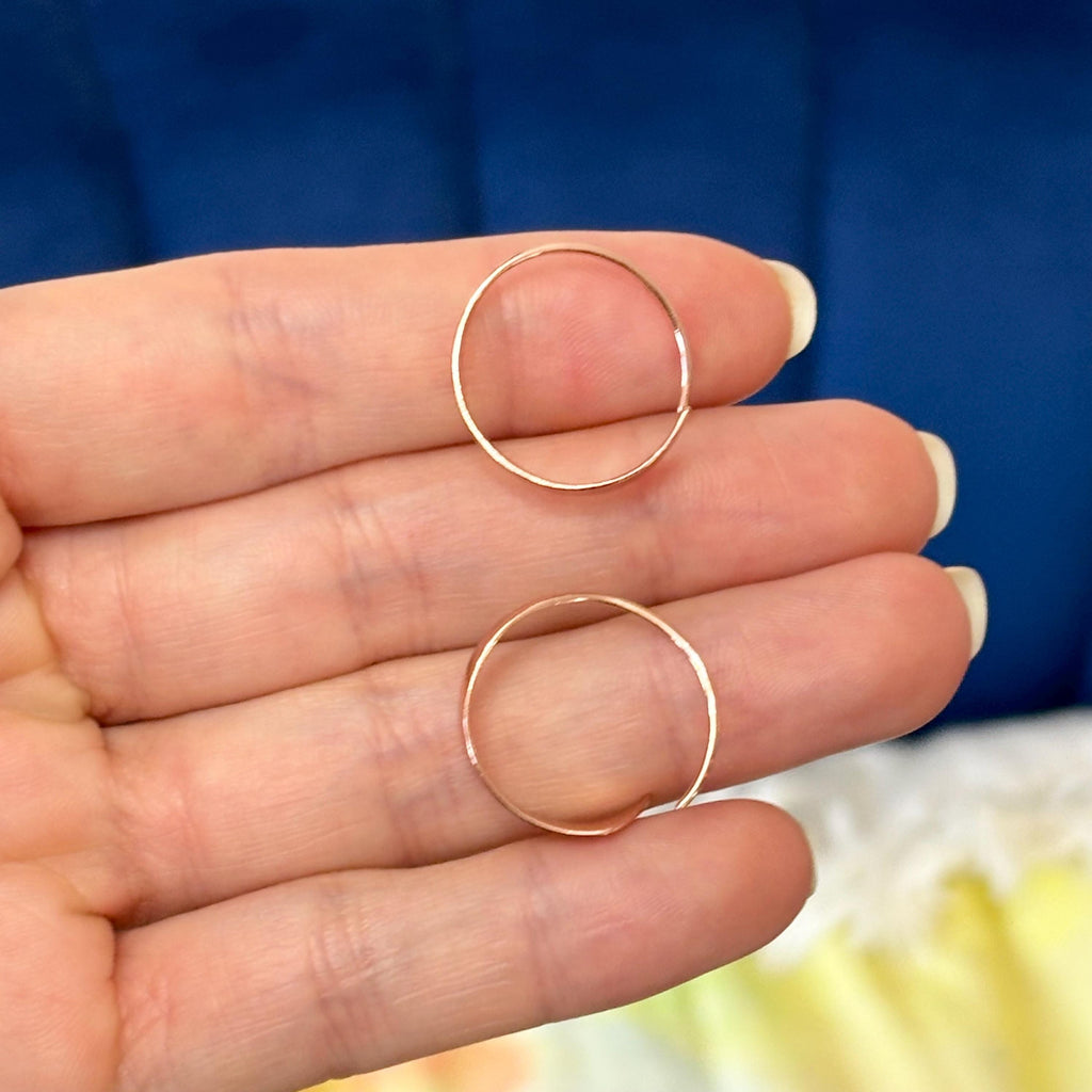Sterling Silver Rose-tone Flat Bar Hoop Threader Earrings