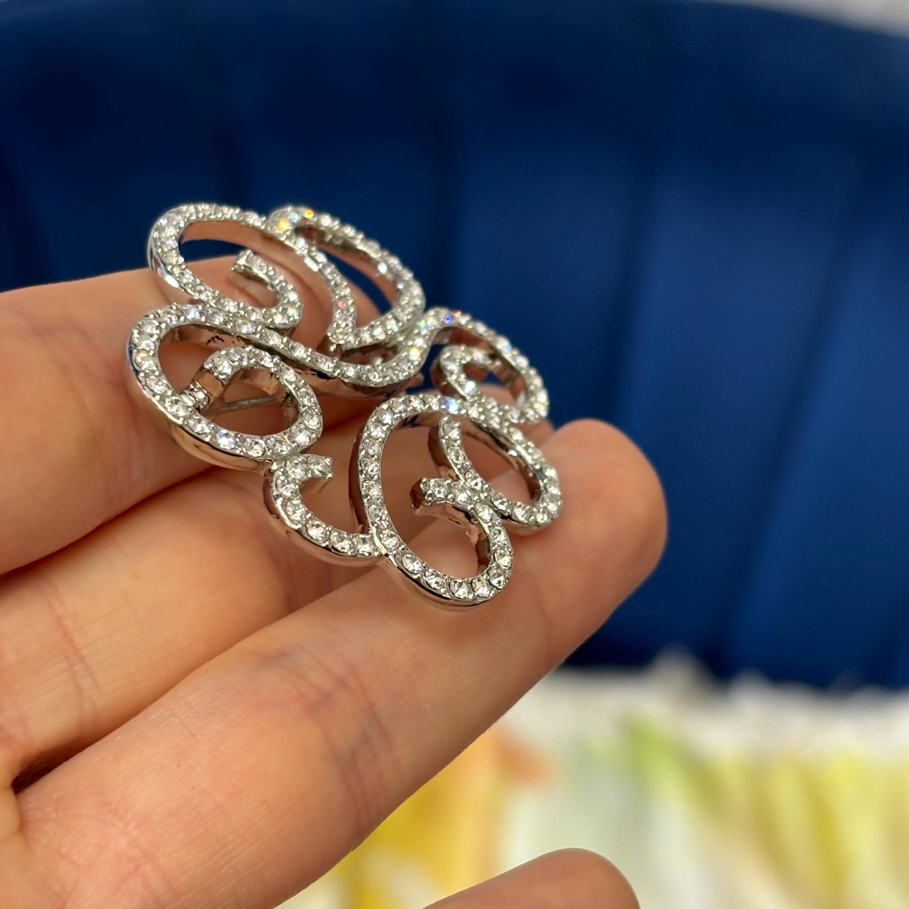 Silver Freeform Crystal Pin