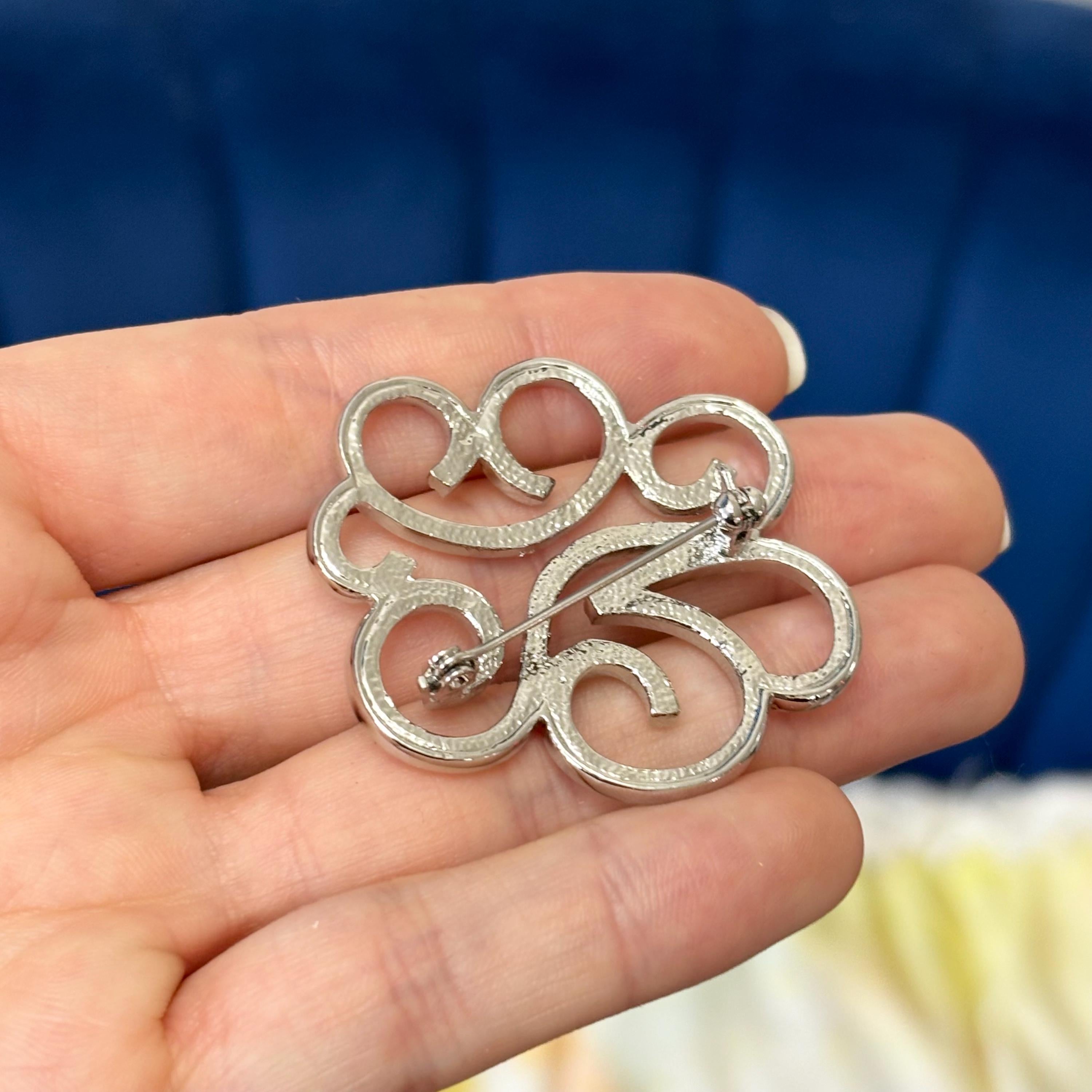 Silver Freeform Crystal Pin