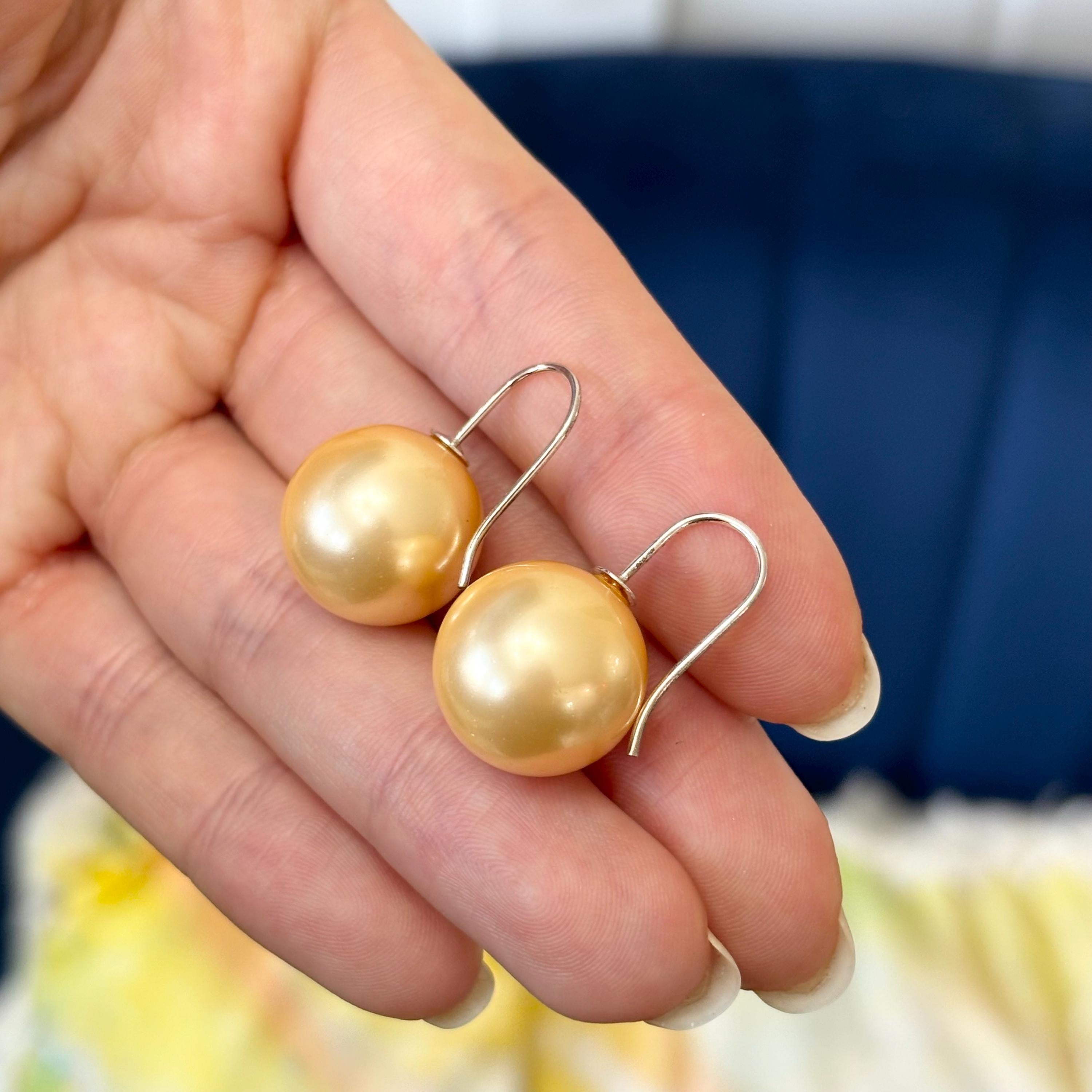 Sterling Silver Yellow Shell Bead Dangling Earrings