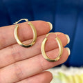 10k Gold Knife-edge Oval Hoop Earrings
