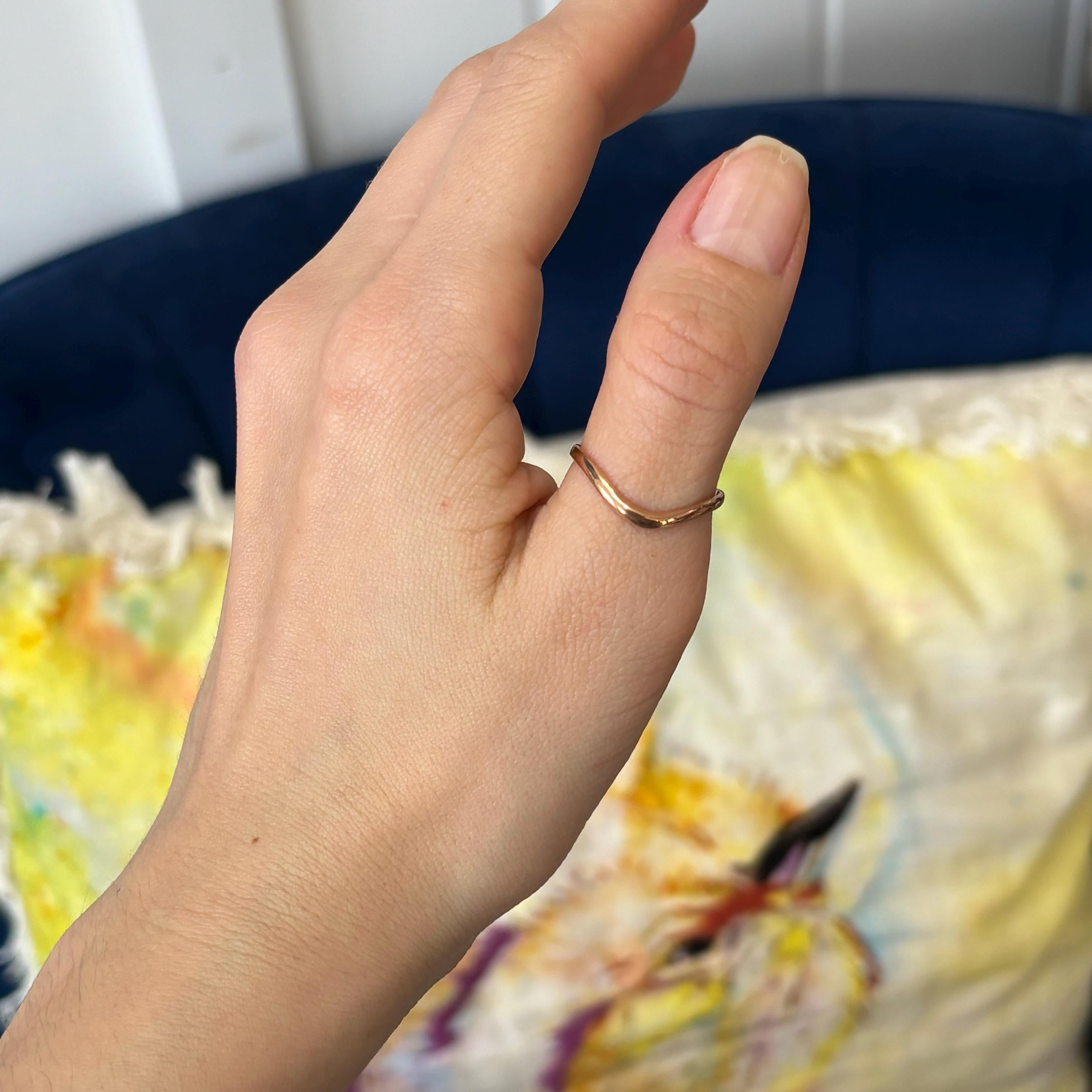 14k Rose Gold Curved Wave Thumb Ring