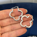 Sterling Silver Polished Clover Hoop Earrings