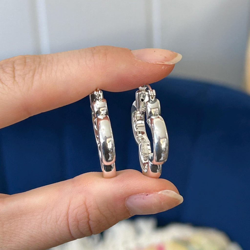 Sterling Silver Polished Clover Hoop Earrings
