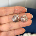 Sterling Silver Rhodium-plated Polished Filigree Circle Earrings