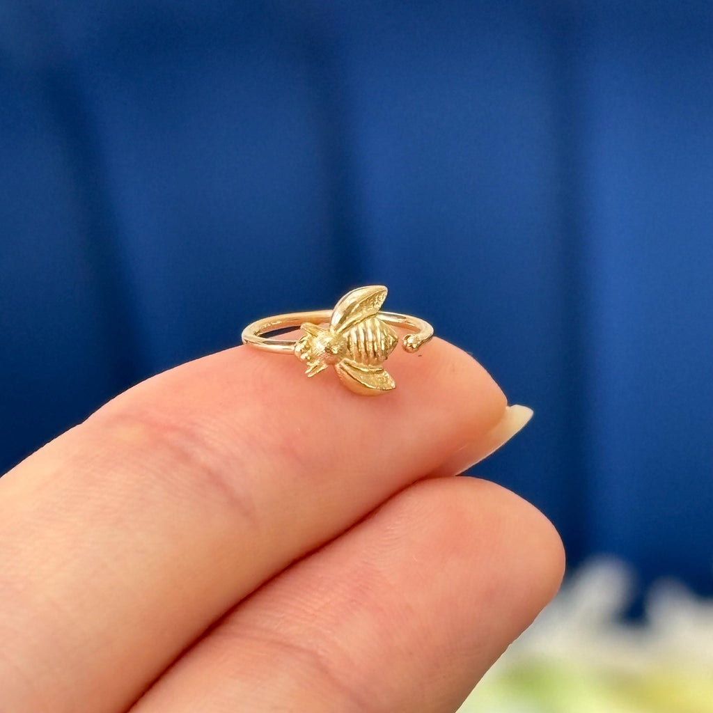 14k Gold Bumble Bee Nose Ring/Ear Cuff