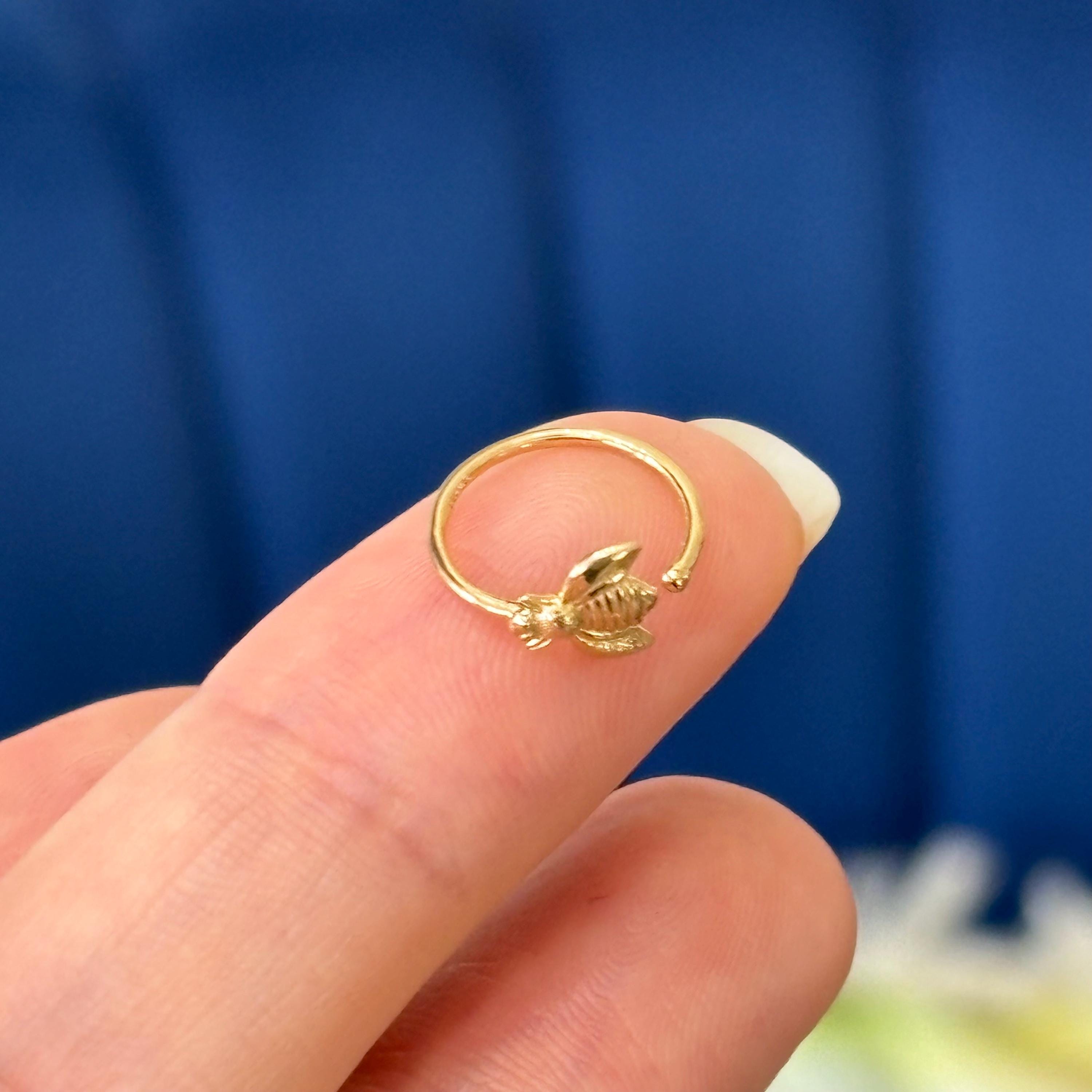 14k Gold Bumble Bee Nose Ring/Ear Cuff