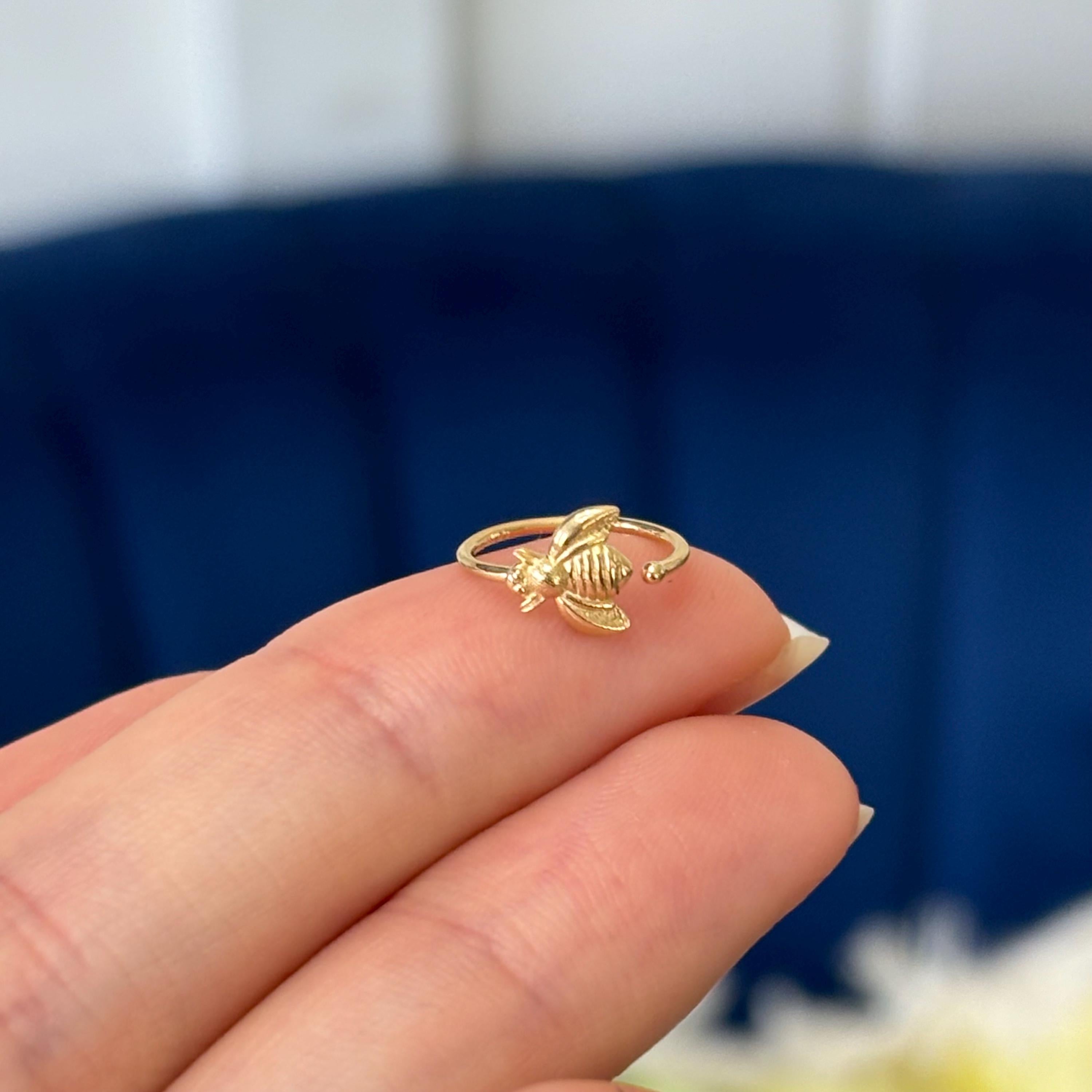 14k Gold Bumble Bee Nose Ring/Ear Cuff