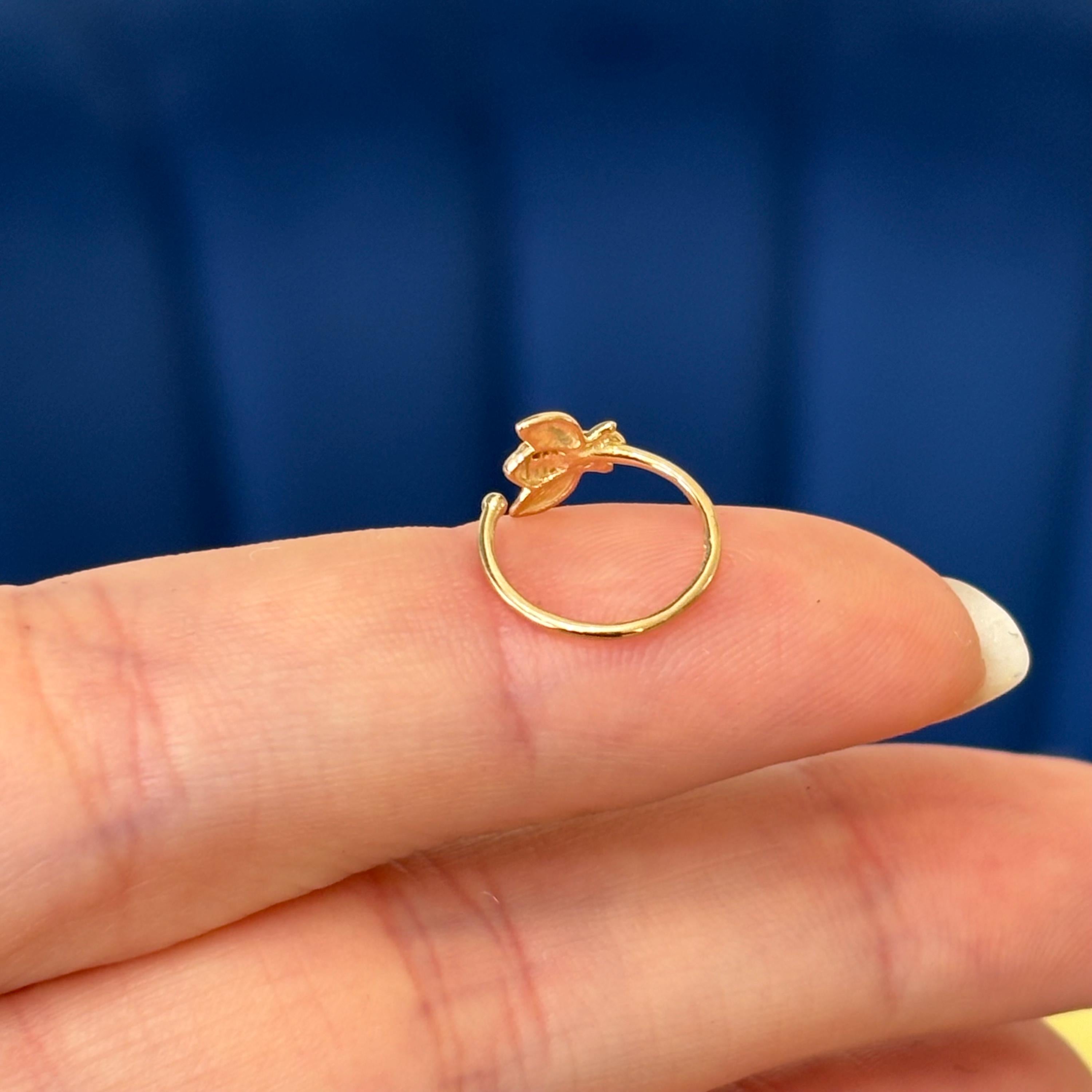 14k Gold Bumble Bee Nose Ring/Ear Cuff