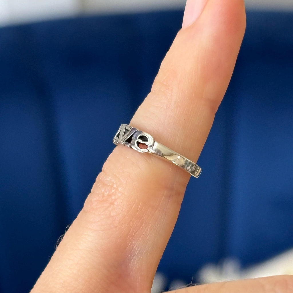 Sterling Silver Antiqued “LOVE” with Heart Open Back Toe Ring