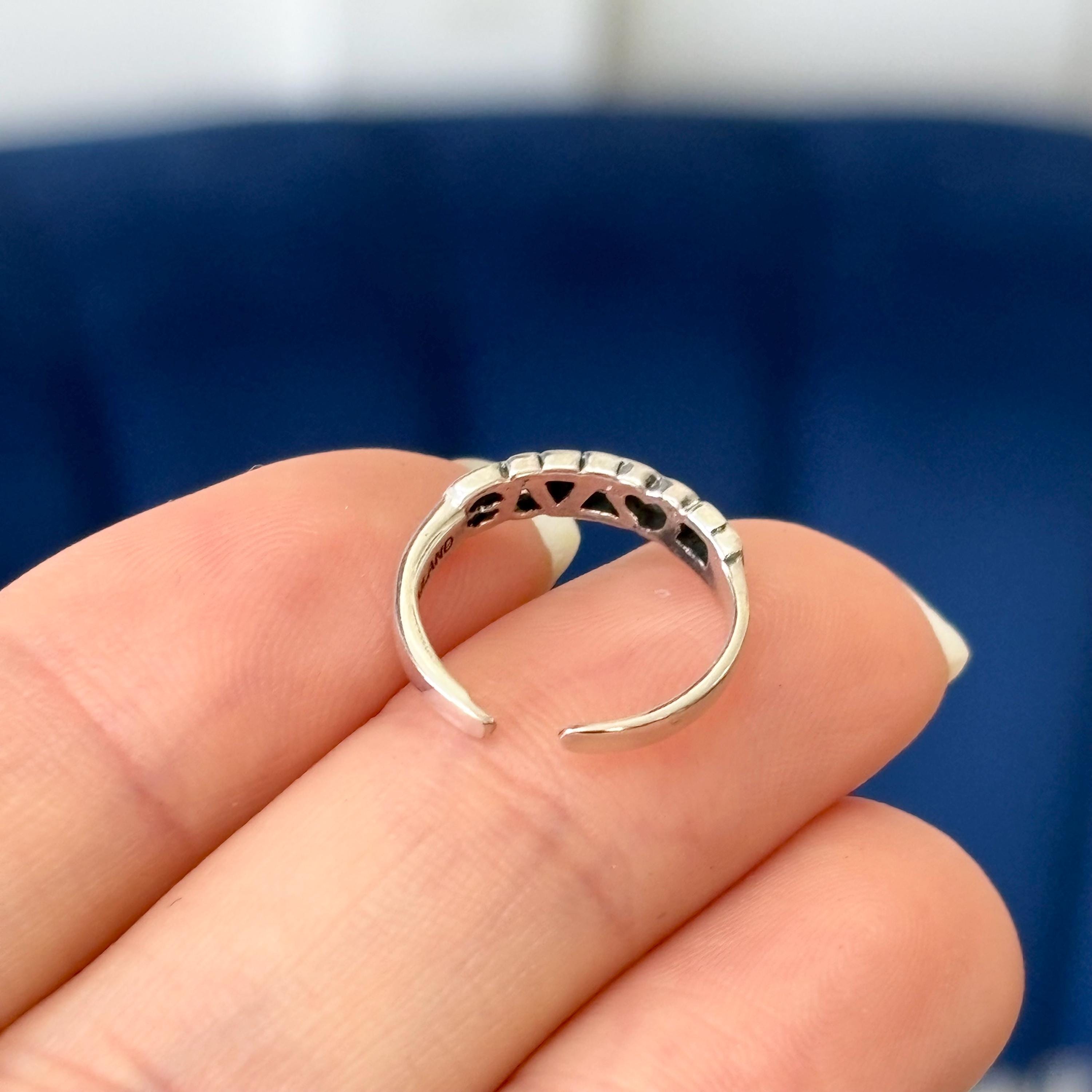 Sterling Silver Antiqued “LOVE” with Heart Open Back Toe Ring