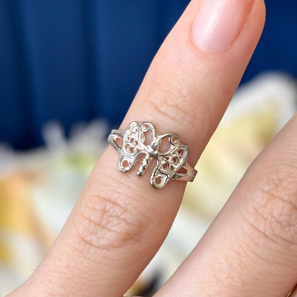 Sterling Silver Filigree Butterfly Open Band Toe Ring