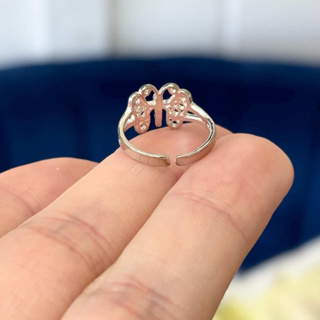 Sterling Silver Filigree Butterfly Open Band Toe Ring
