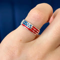 Sterling Silver Enameled Patriotic American Flag Open Band Toe Ring