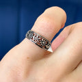 Sterling Silver Antiqued Flower Open-design Tapered Open Band Toe Ring