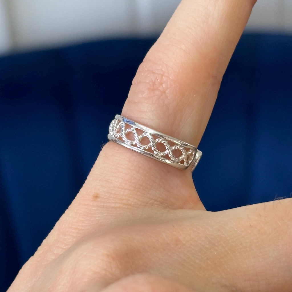 Sterling Silver Twisted Rope Open-design Toe Ring