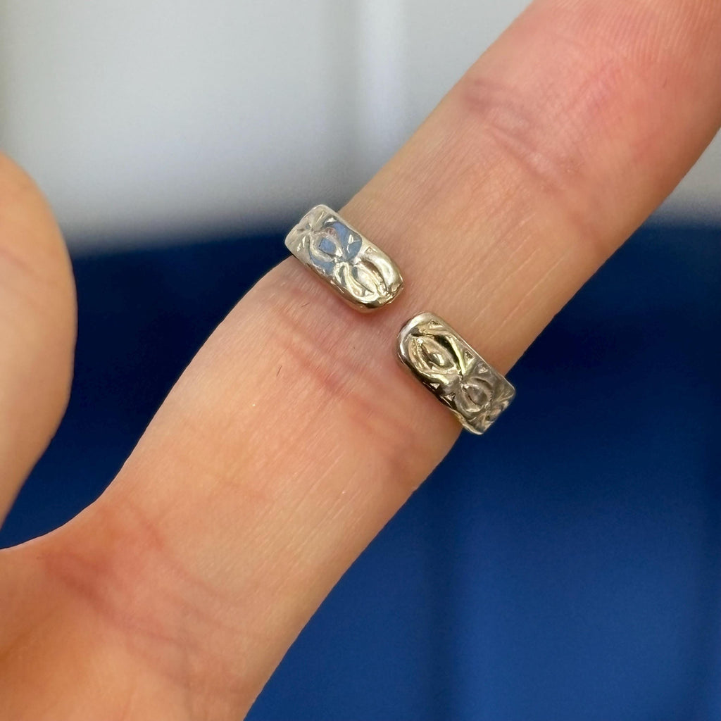 Sterling Silver Etched Design Open Band Toe Ring