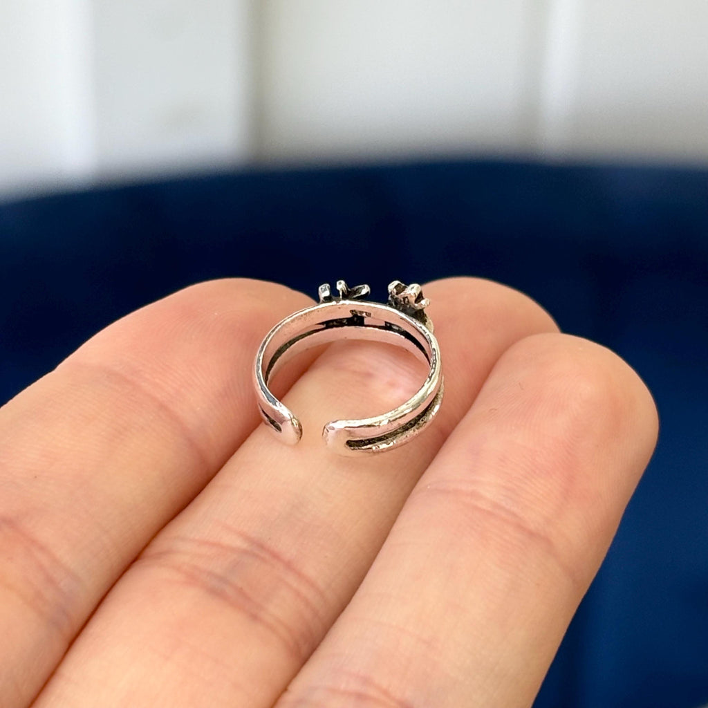 Sterling Silver Antiqued Chinese Symbol Toe Ring