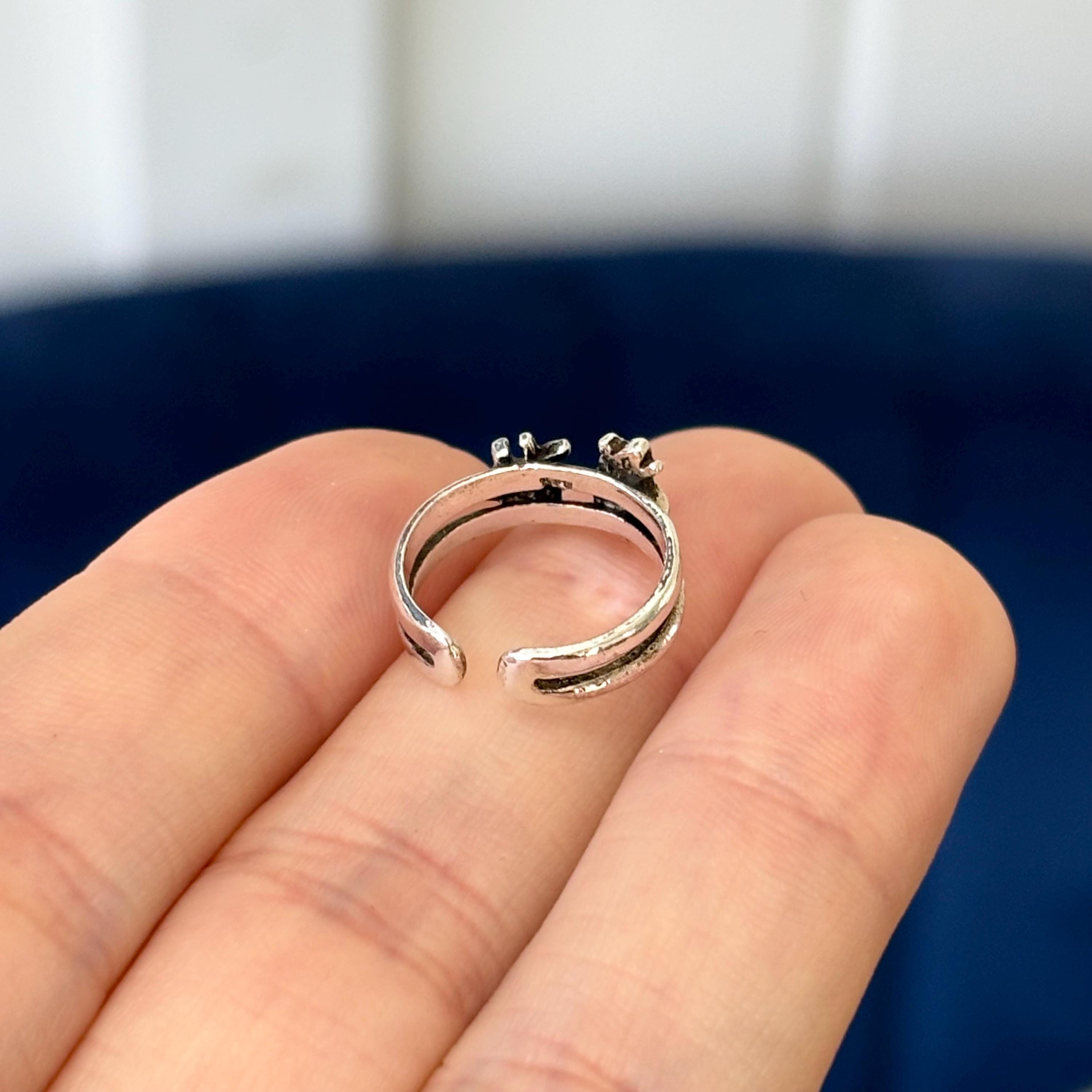 Sterling Silver Antiqued Chinese Symbol Toe Ring