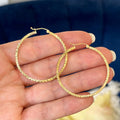 Sterling Silver Gold-plated Diamond-cut Wavy Hoop Earrings