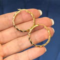 Stainless Steel Yellow IP-plated Twisted Hoop Earrings