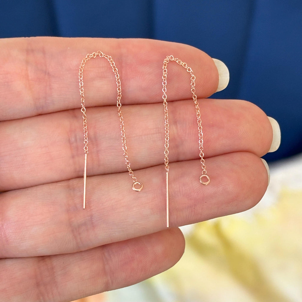 14/20 Rose Gold-filled Cable Chain Ear Thread with Open Ring