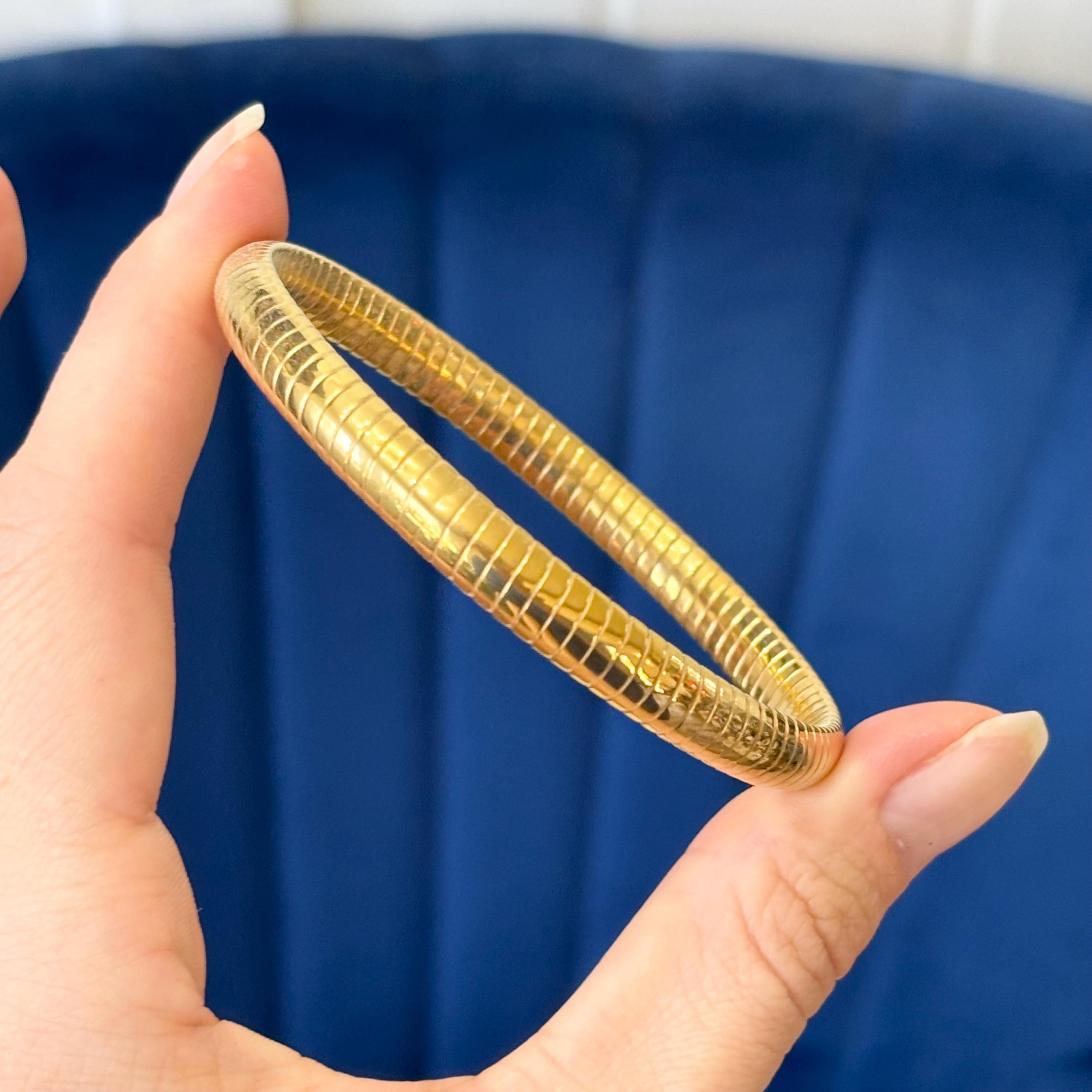 Stainless Steel Gold-tone Textured Slip-on Bangle Bracelet