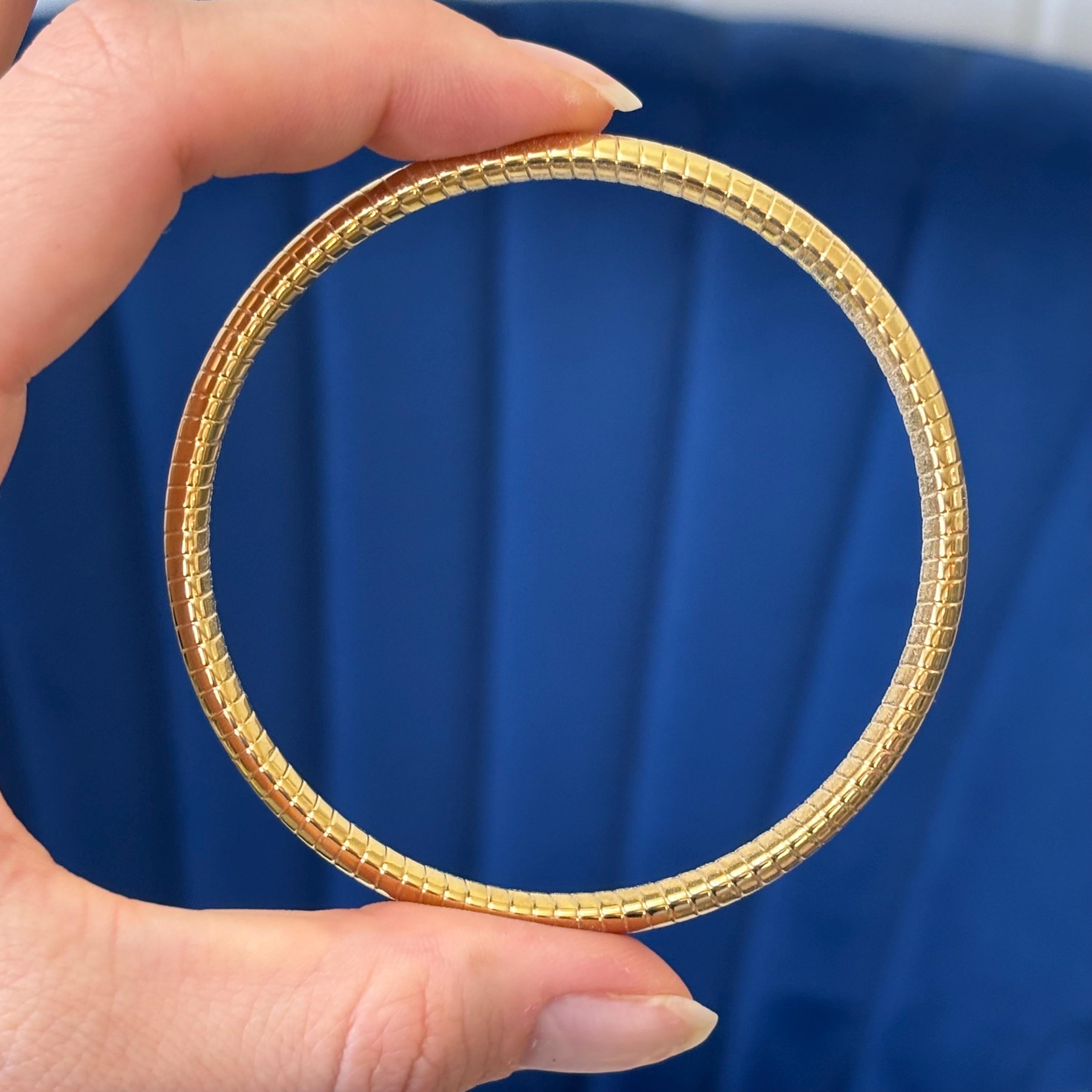 Stainless Steel Gold-tone Textured Slip-on Bangle Bracelet