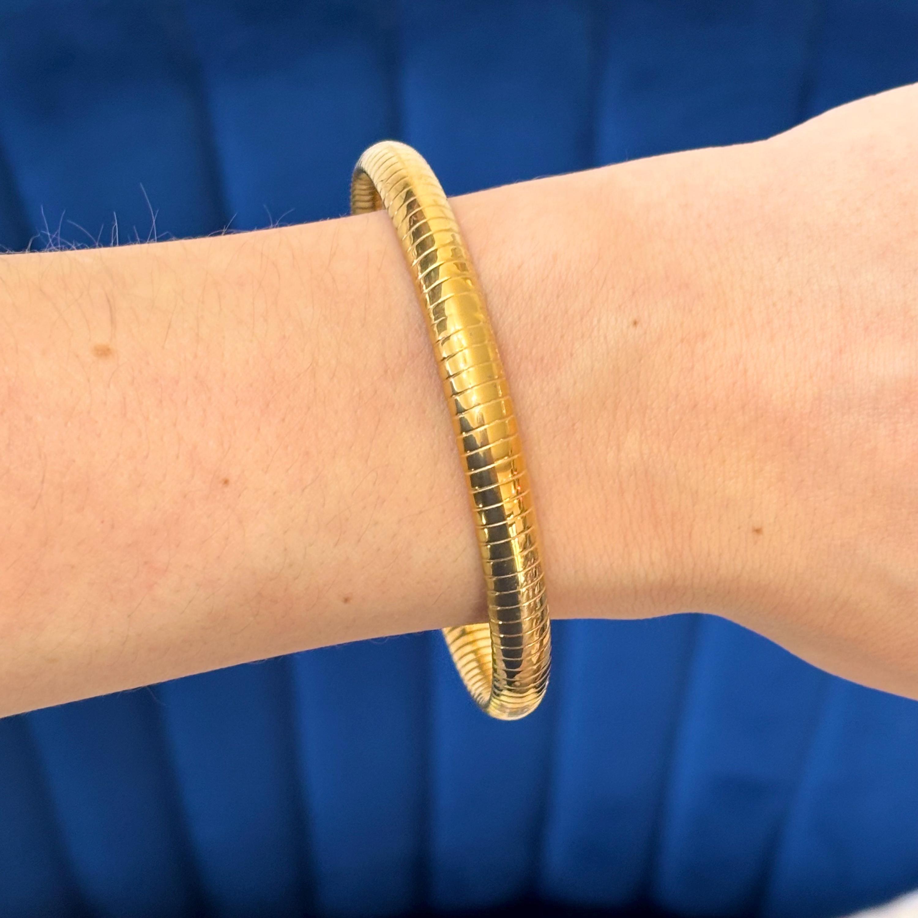 Stainless Steel Gold-tone Textured Slip-on Bangle Bracelet