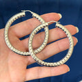 Stainless Steel Textured Hollow Hoop Earrings