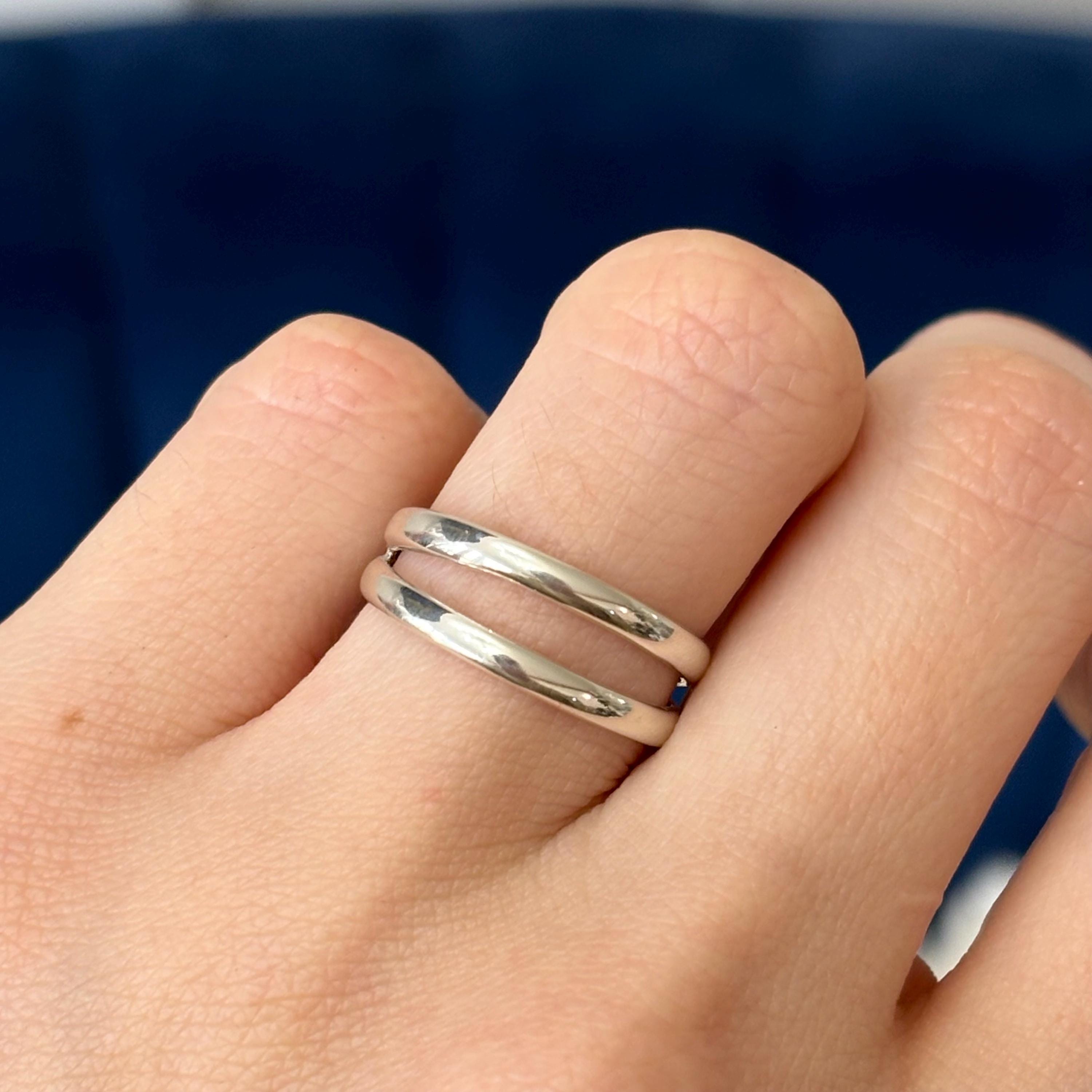 Sterling Silver Rounded Double Split Shank Ring  Size 7