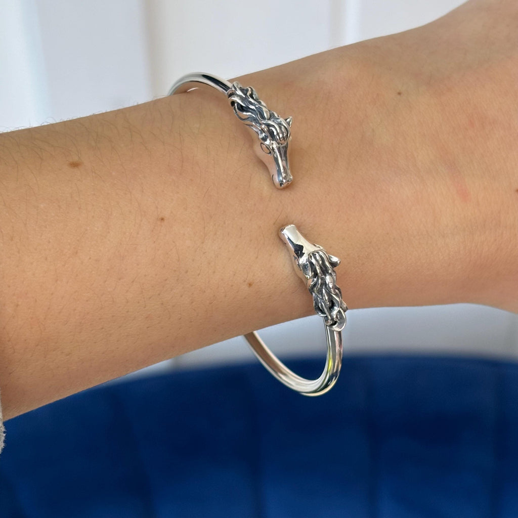 Sterling Silver Flex Horses Bangle Bracelet