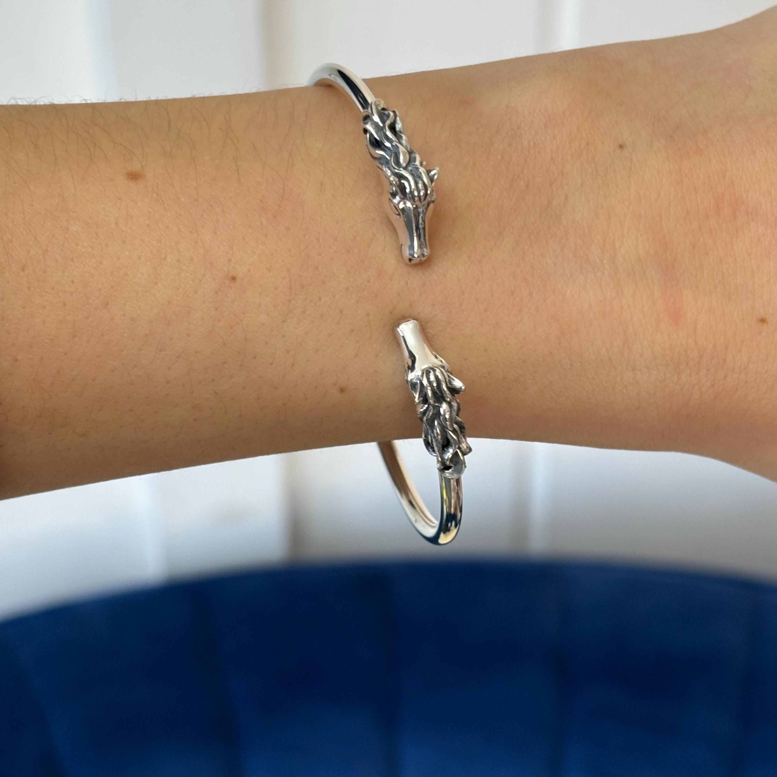 Sterling Silver Flex Horses Bangle Bracelet
