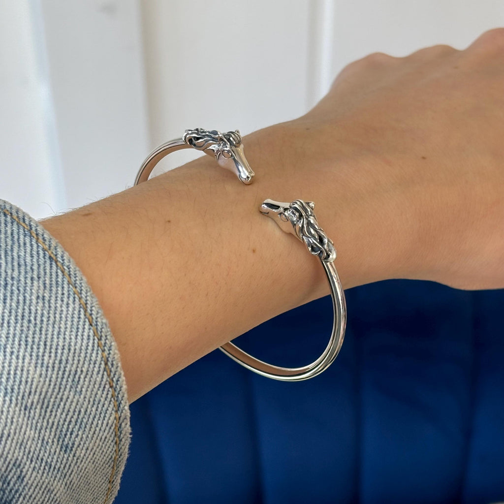 Sterling Silver Flex Horses Bangle Bracelet