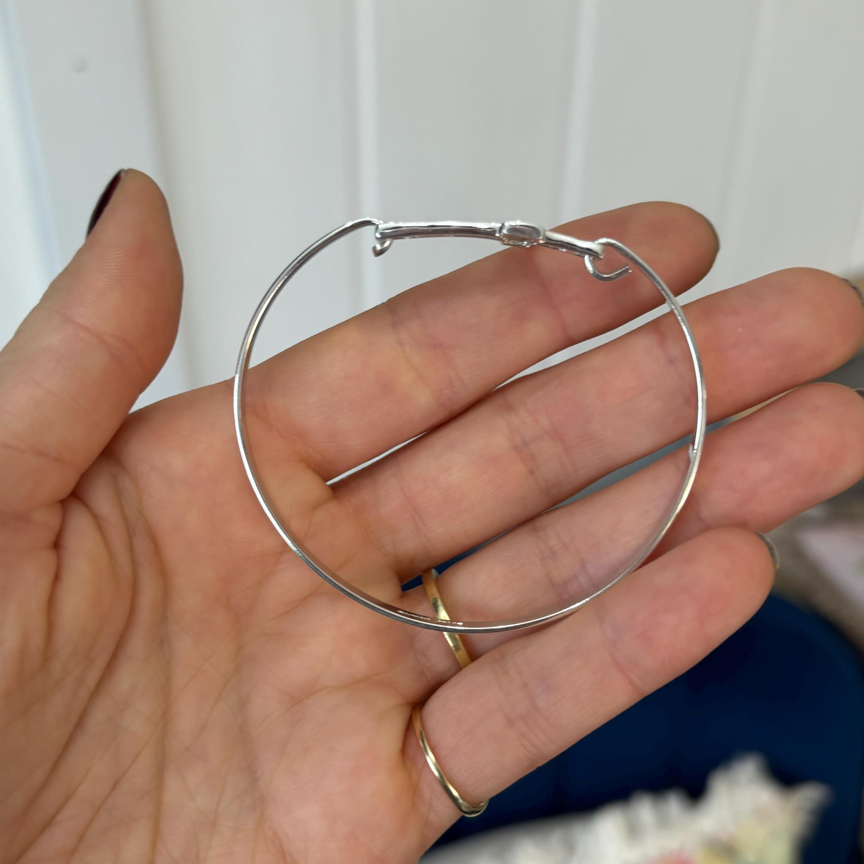 Sterling Silver Polished Cross Bangle Bracelet
