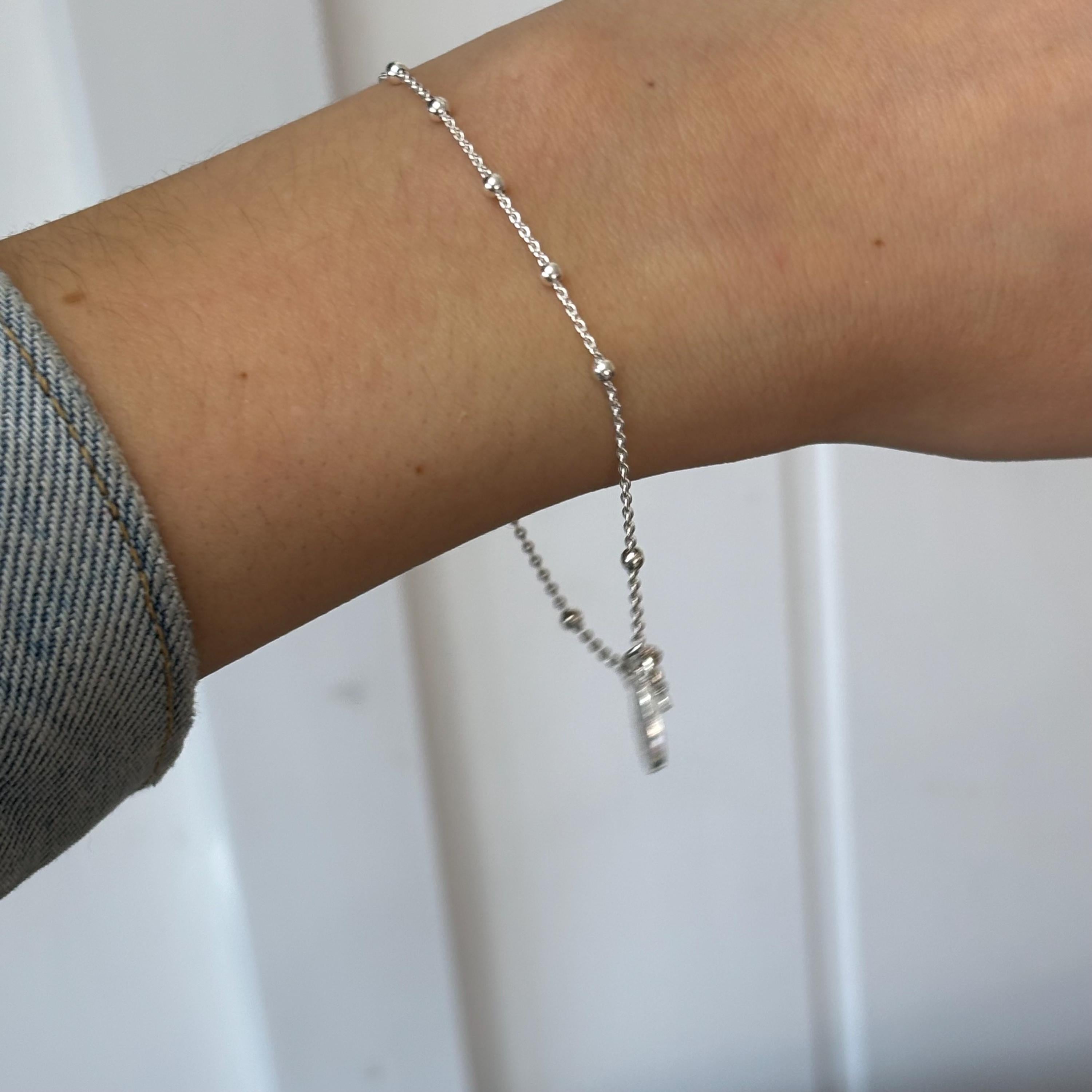 Sterling Silver Beaded Cable Chain with Miraculous Medal Rosary Bracelet