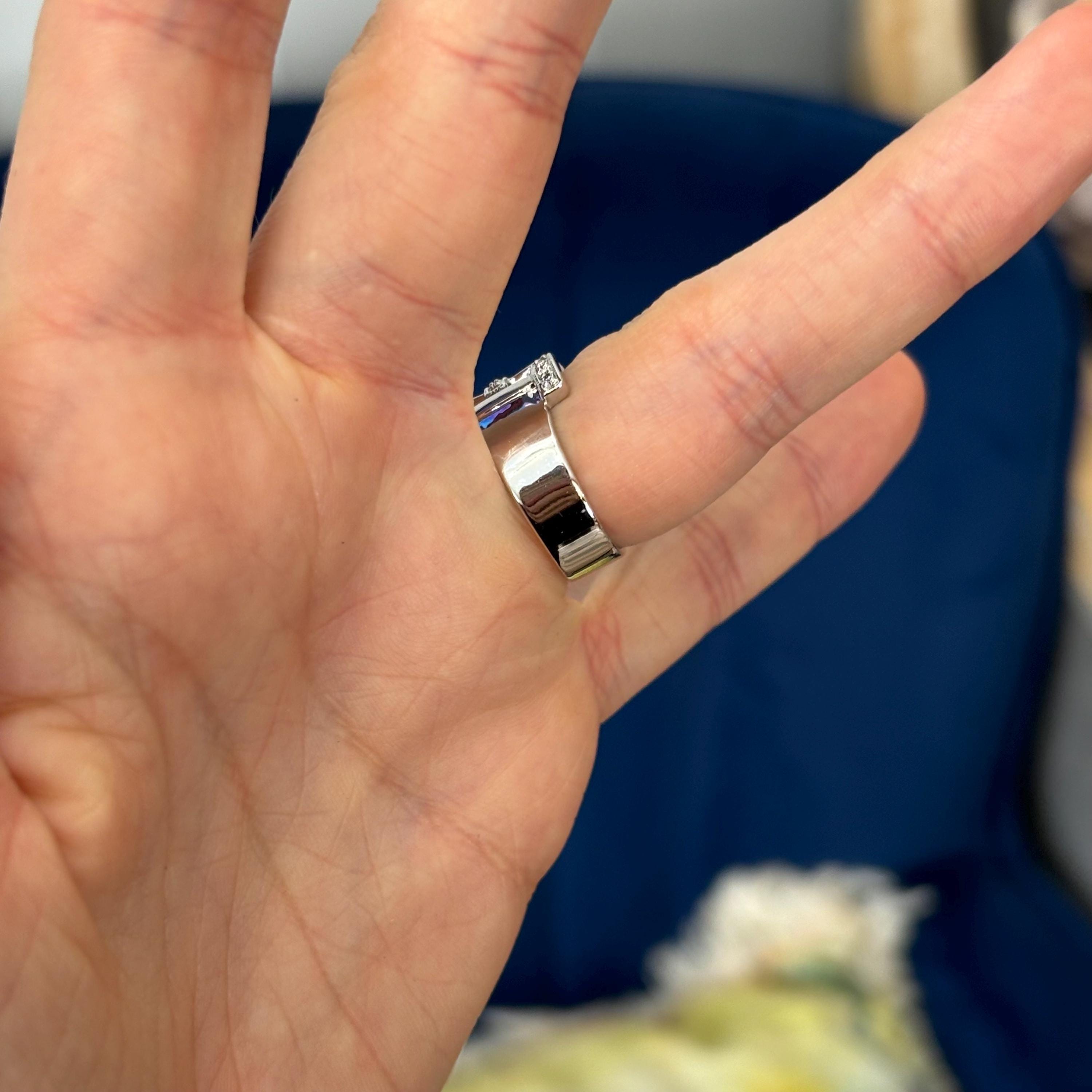 Sterling Silver and Cubic Zirconia (CZ) Basket Weave Ring