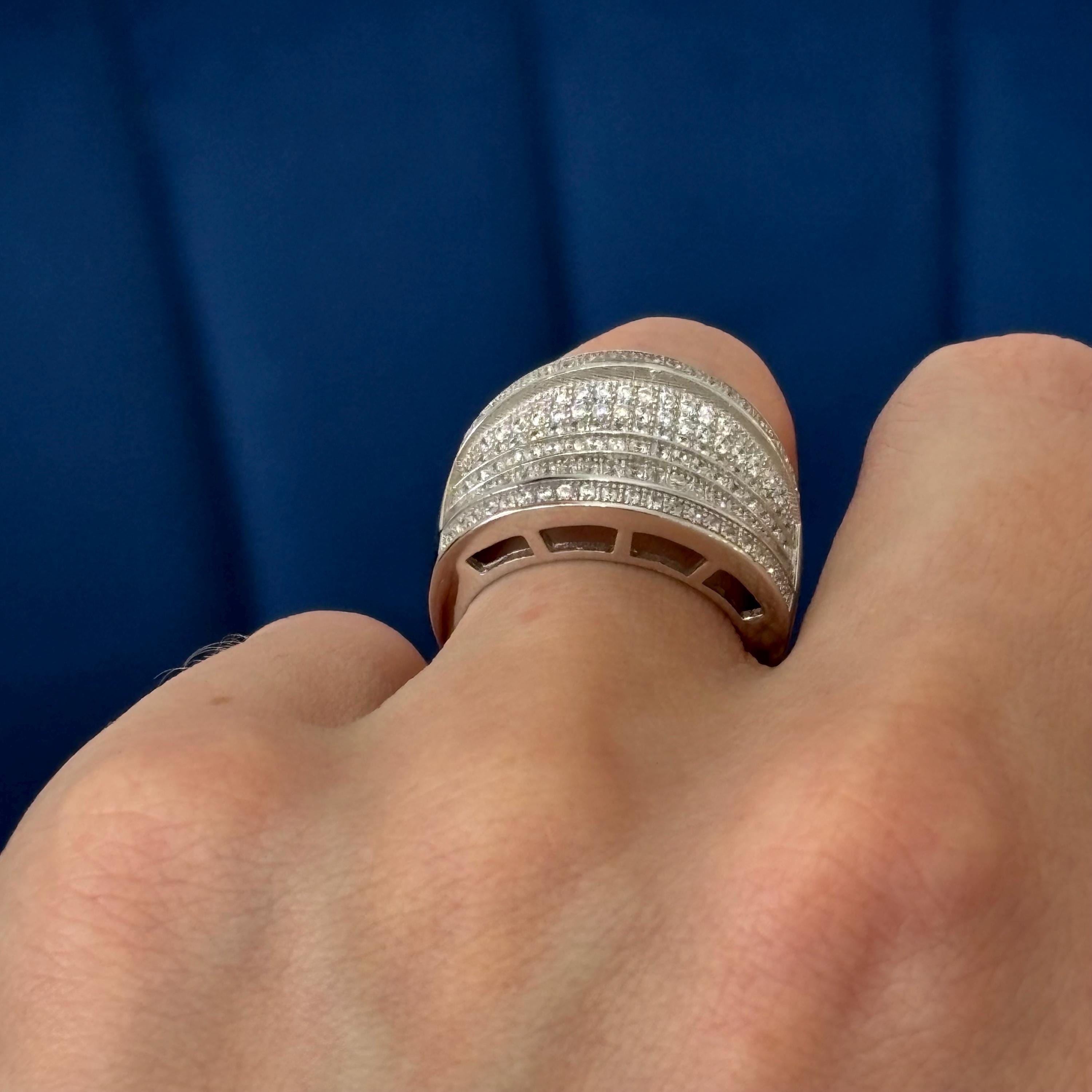Sterling Silver and (CZ) Brilliant Embers Concave Ring
