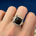 Sterling Silver with 14k Gold Polished and Antiqued Smokey Quartz Ring