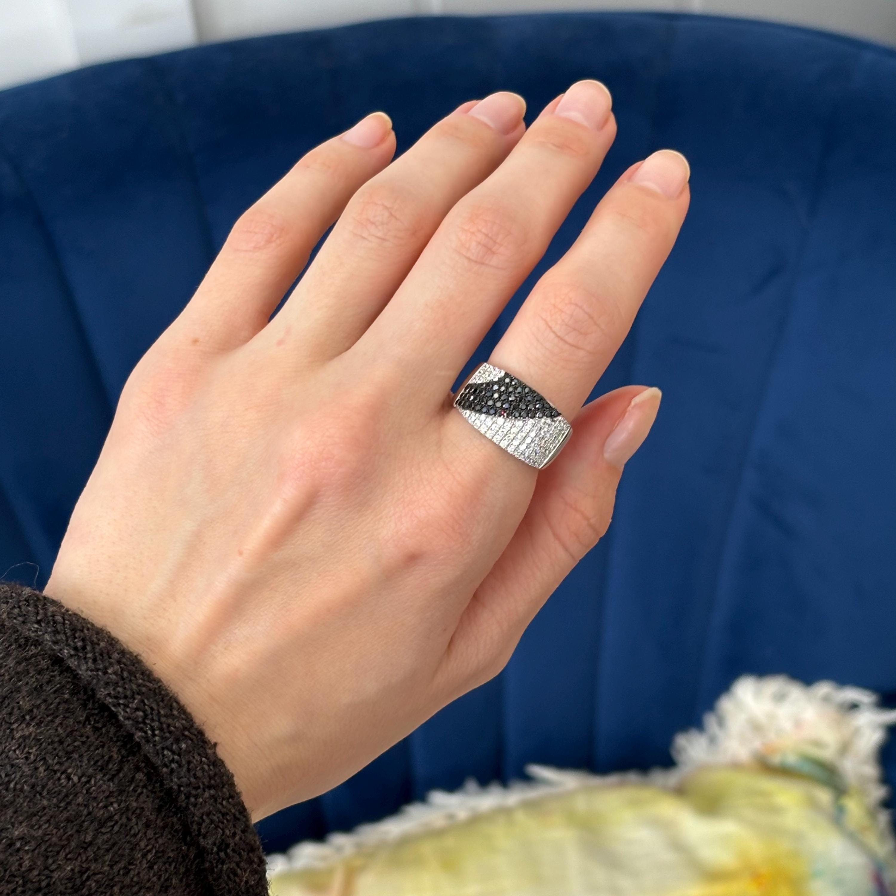 Sterling Silver and CZ with Black CZ Brilliant Embers Ring