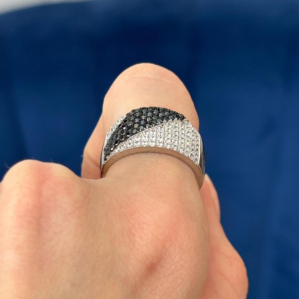 Sterling Silver and CZ with Black CZ Brilliant Embers Ring