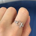 Sterling Silver Rhodium-plated Polished Shackle with Rope-trim Ring