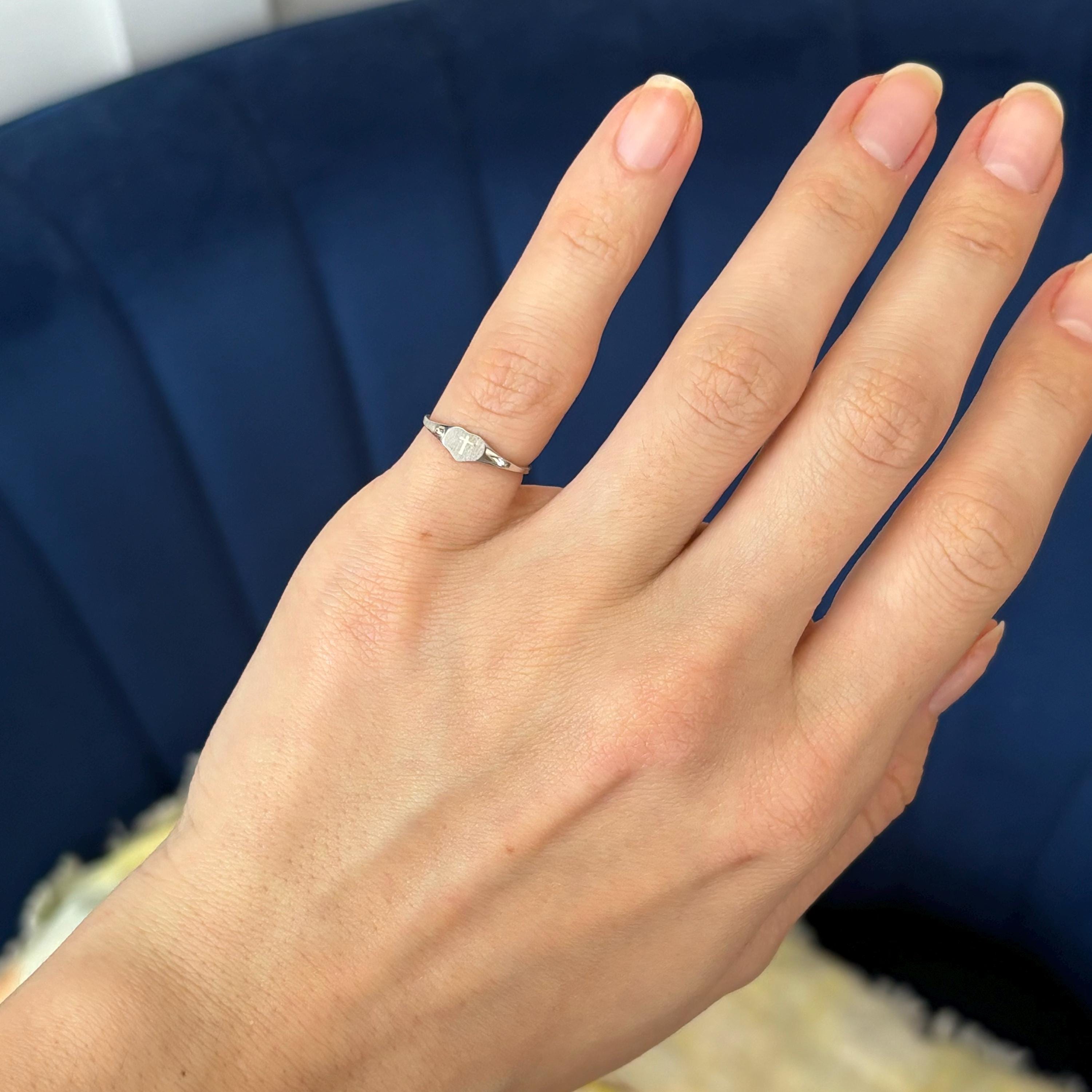 Sterling Silver Heart & Cross Youth Ring Size 5